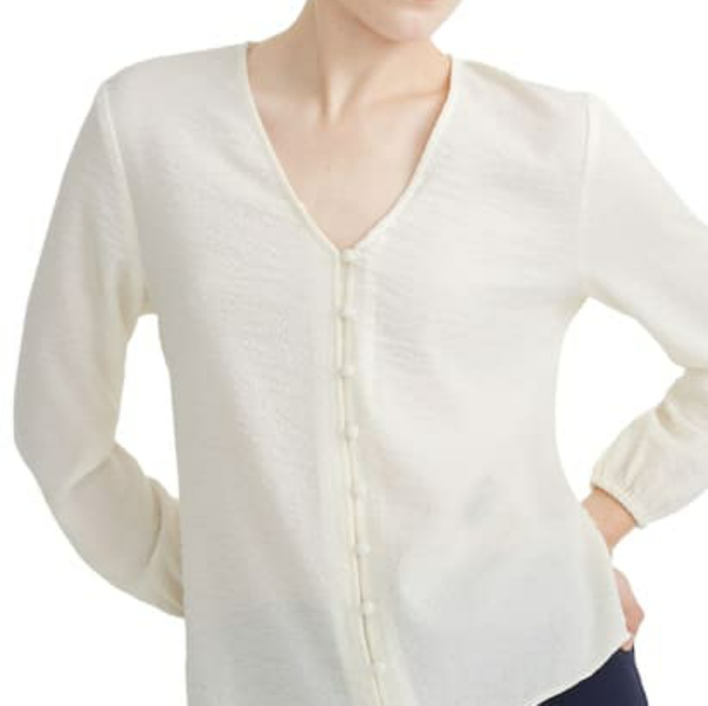 V-Neck Button-Down Shirt